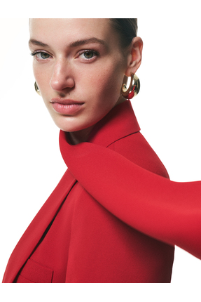 Koton Krep Kumaş Uzun Kollu Cepli Şal Yaka Detaylı Blazer Ceket