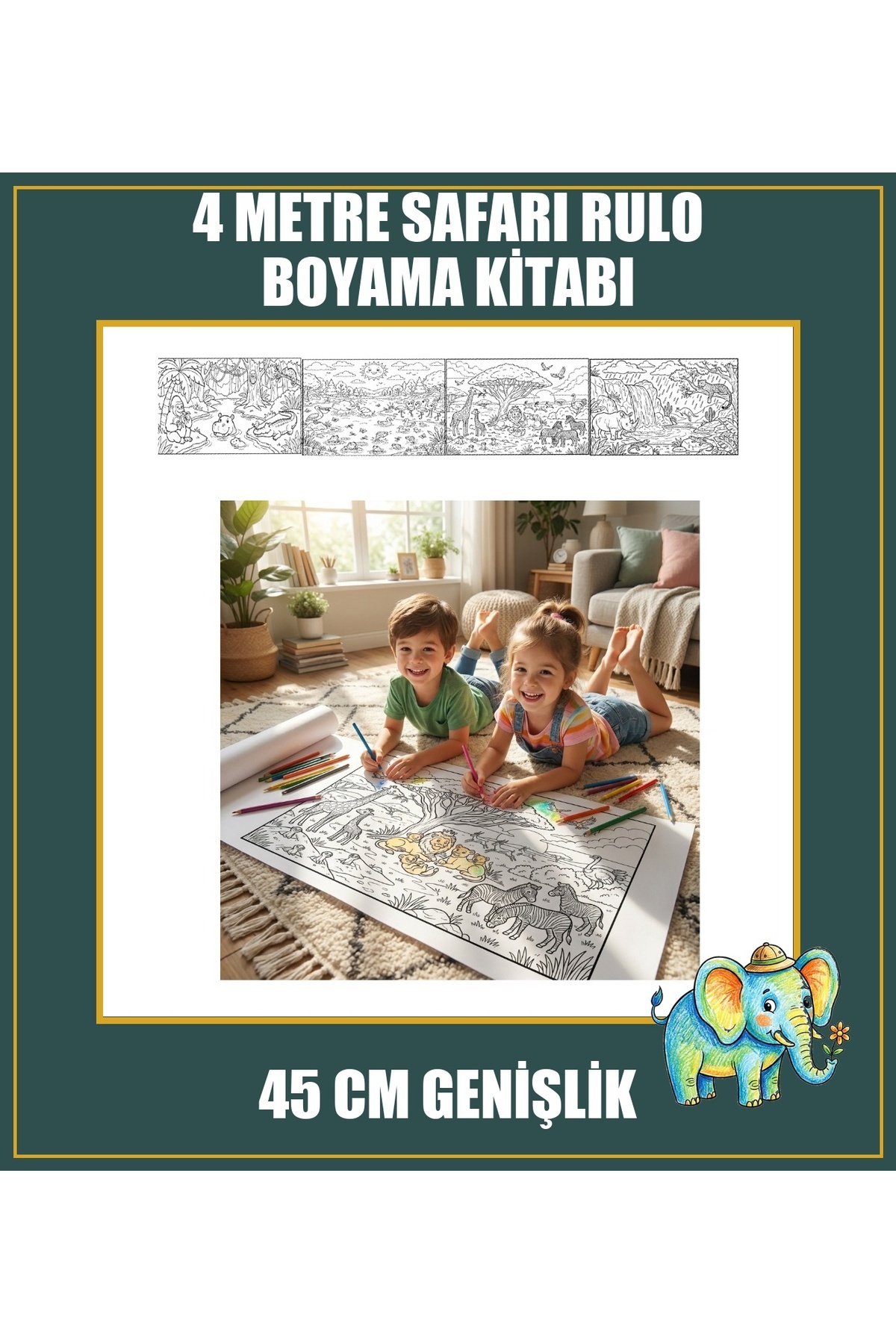 Erzi Orman Macerası Dev Rulo Boyama Kitabı 4 Metre 45 cm Genişlik fotoğrafı 2 (önizleme)