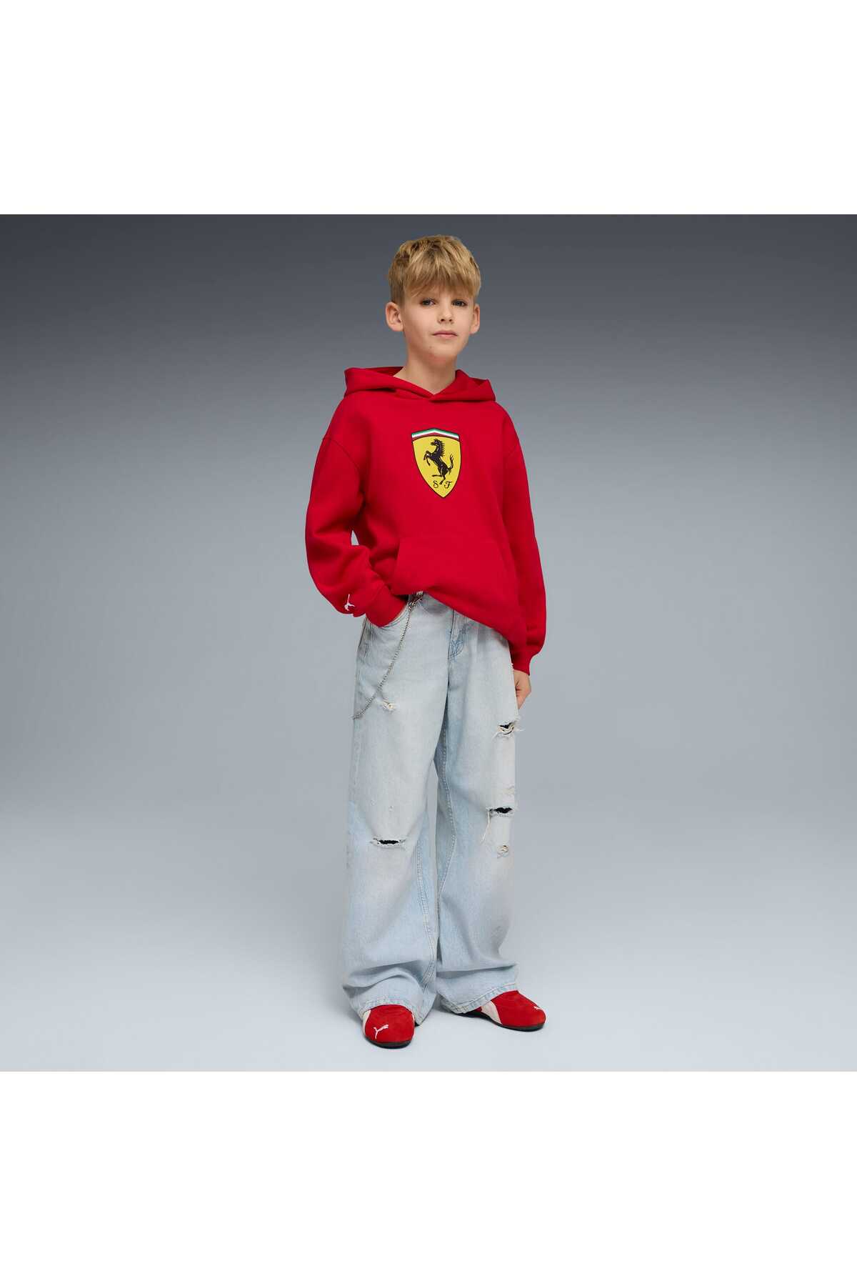 Puma SCUDERIA FERRARI Color SHIELD Genç Kapüşonlu SWEATSHIRT görsel 3
