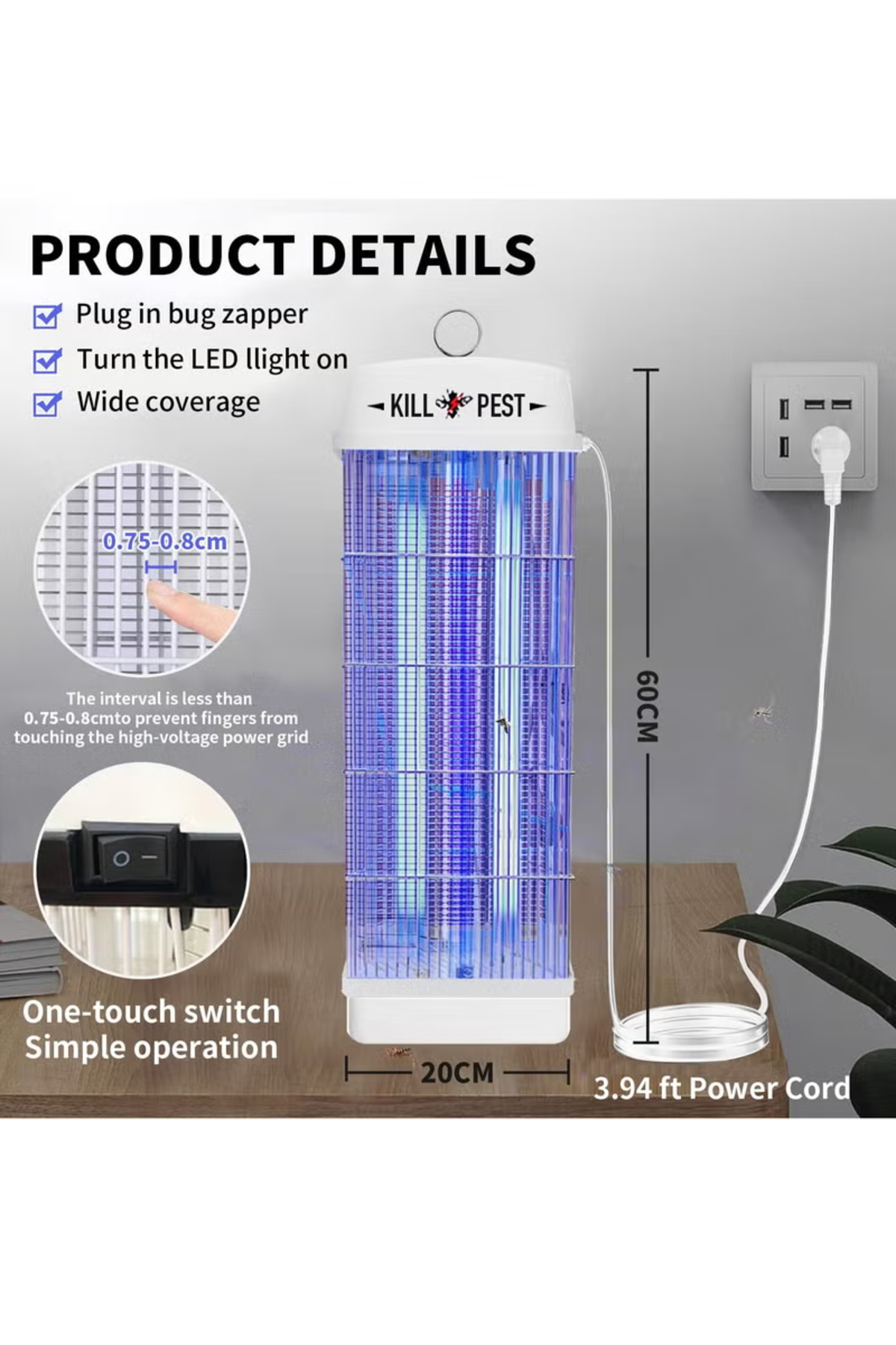 قاتل البعوض، جهاز صاعق الحشرات الكهربائي بقوة 30 و...