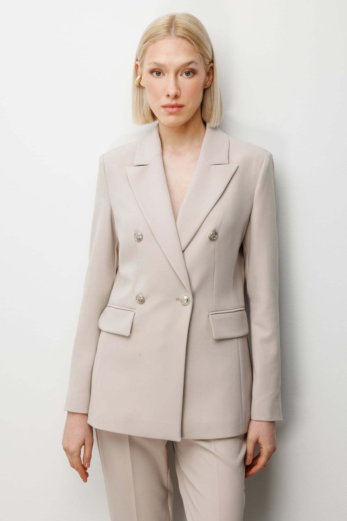 Wrap Collar Cover Pocket Jacket