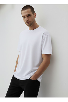 Vagon Moda Evi Erkek Relaxed Fit Kısa Kollu Premium Basic Pamuklu Tişört