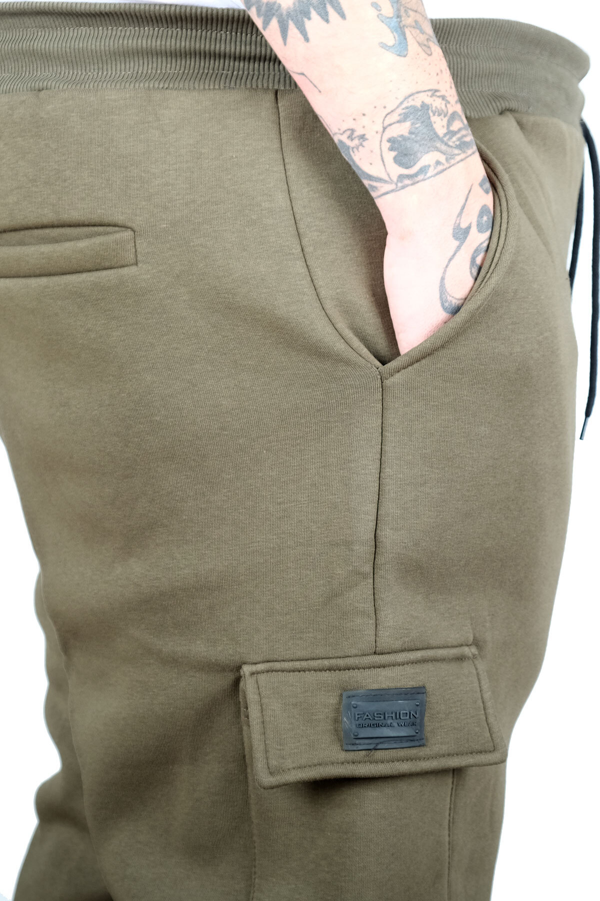 ModeXL Mode XL Büyük Beden Erkek 3 İp Kargo Cepli Eşofman Altı 20584 HAKİ görsel 4