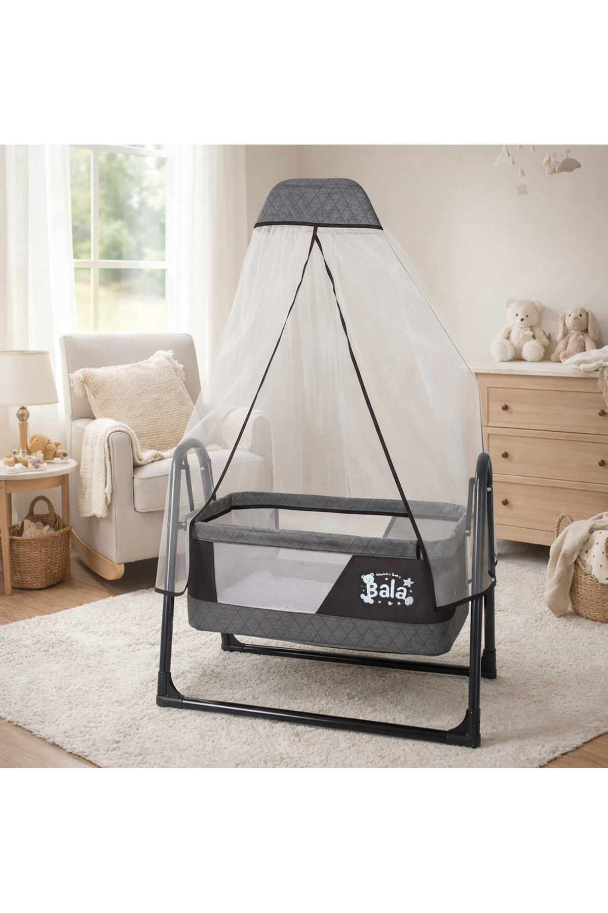 CHUBBY BABY Bala Sallanır Sepet Beşik 5 Cm Sünger Yataklı Sallanır Bebek Beşiği fotoğrafı 3 (önizleme)