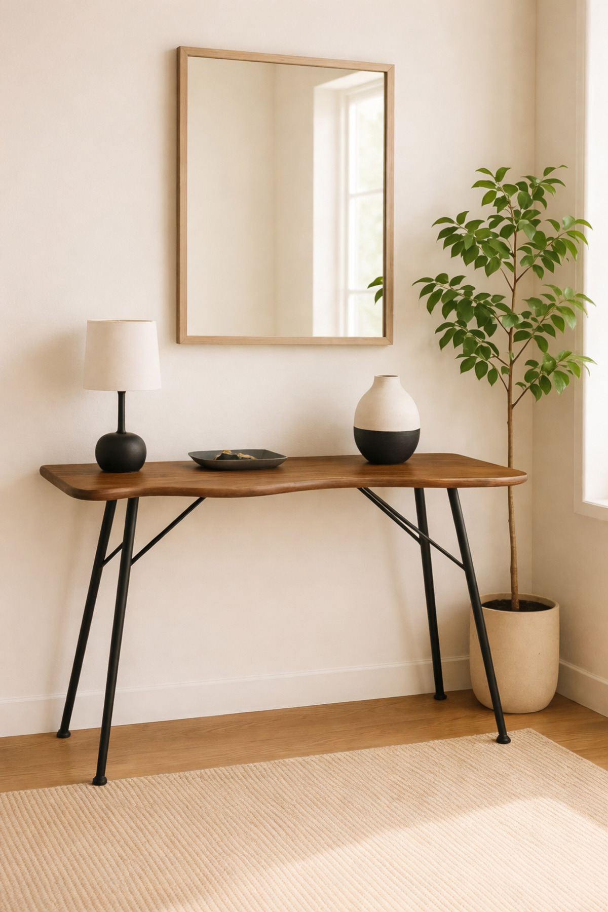 طاولة كونسول خشبية حديثة بحافة منحنية -( 120×40×76...