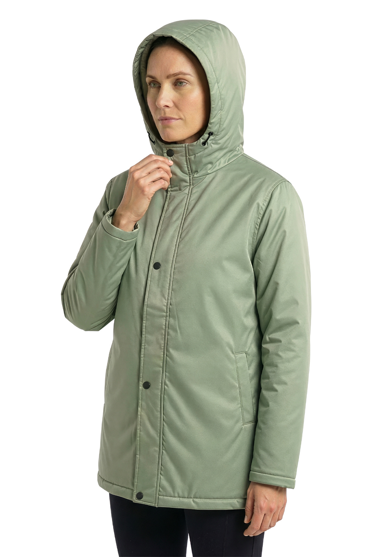 QAWWA  Kadın İçi Kürklü Su ve Rüzgar Geçirmez Kapüşonlu Parka & Mont & Kaban - Görsel 4