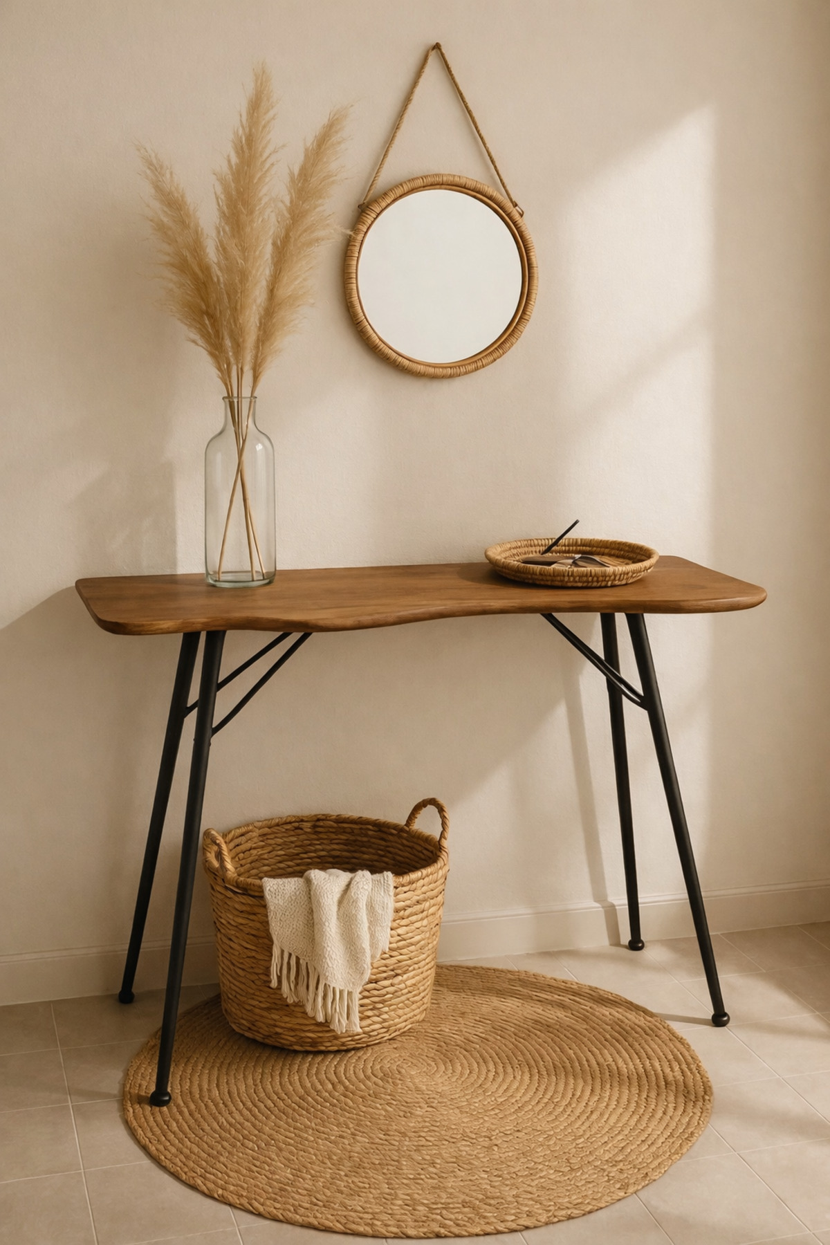 طاولة كونسول خشبية حديثة بحافة منحنية -( 120×40×76...