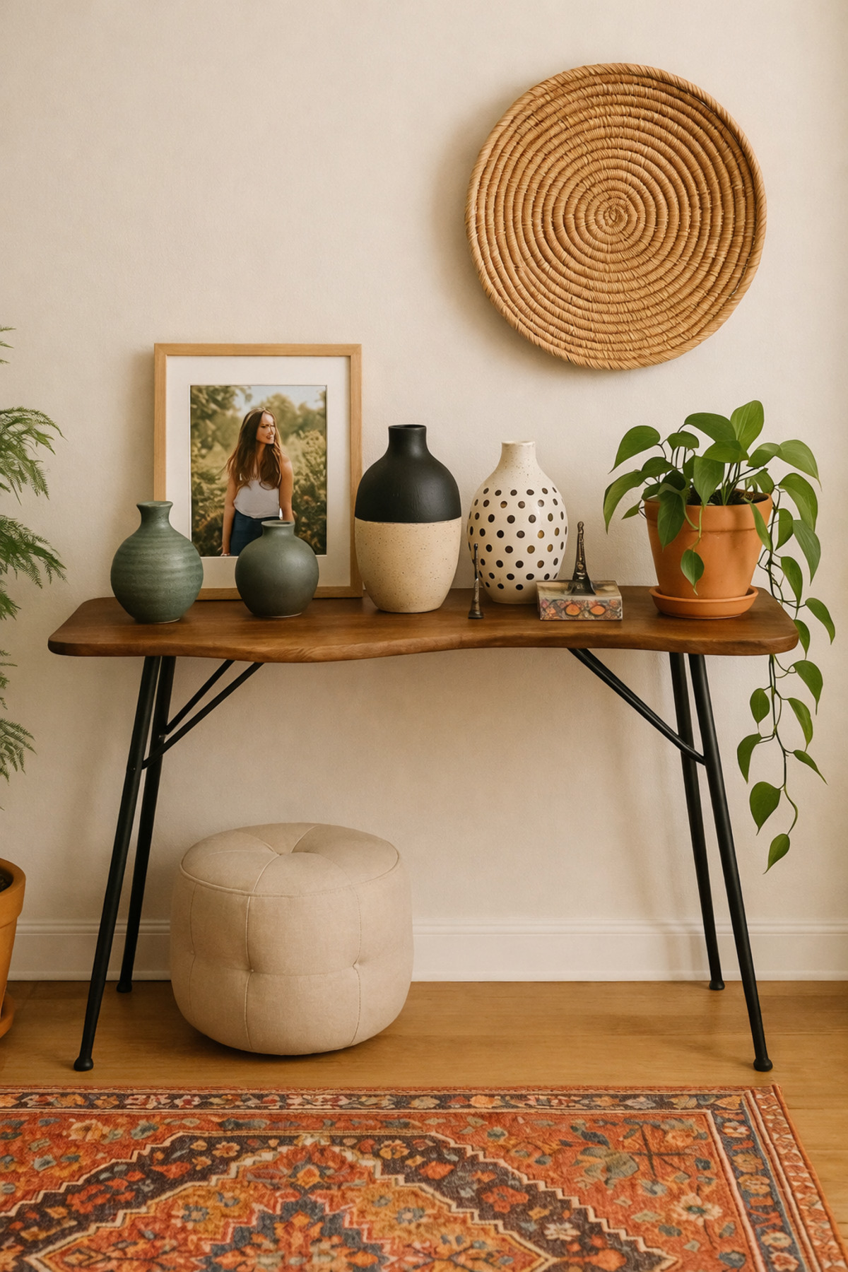 طاولة كونسول خشبية حديثة بحافة منحنية -( 120×40×76...