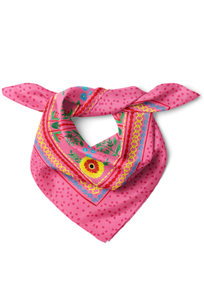 nehir eşarp Canlı Çiçek Desenli Pembe Fular Bandana 50x50 Cm