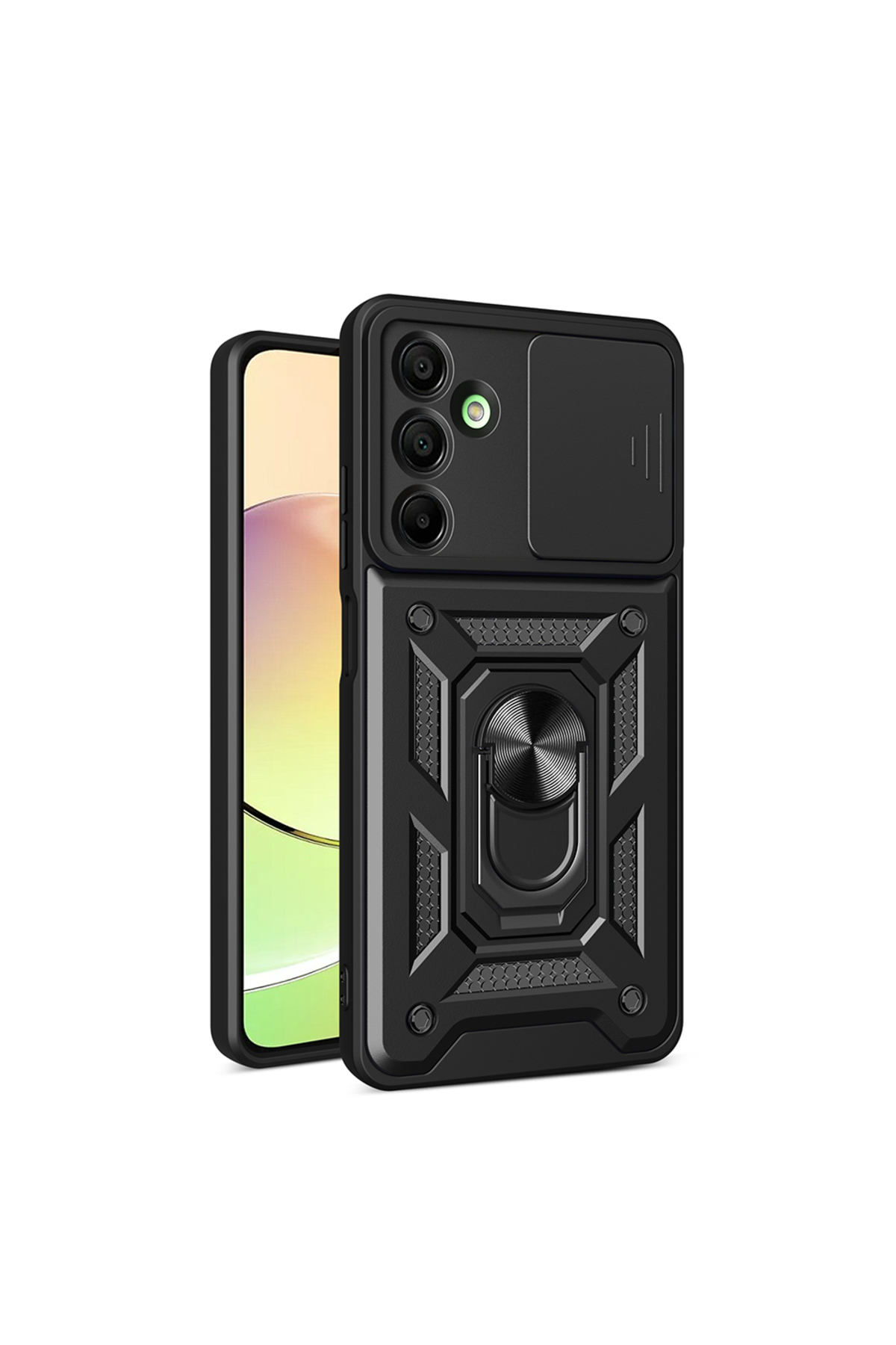 Galaxy A16 Uyumlu Magnetik Standlı Kamera Korumalı GZST Sürgülü Vega Kapak-Siyah