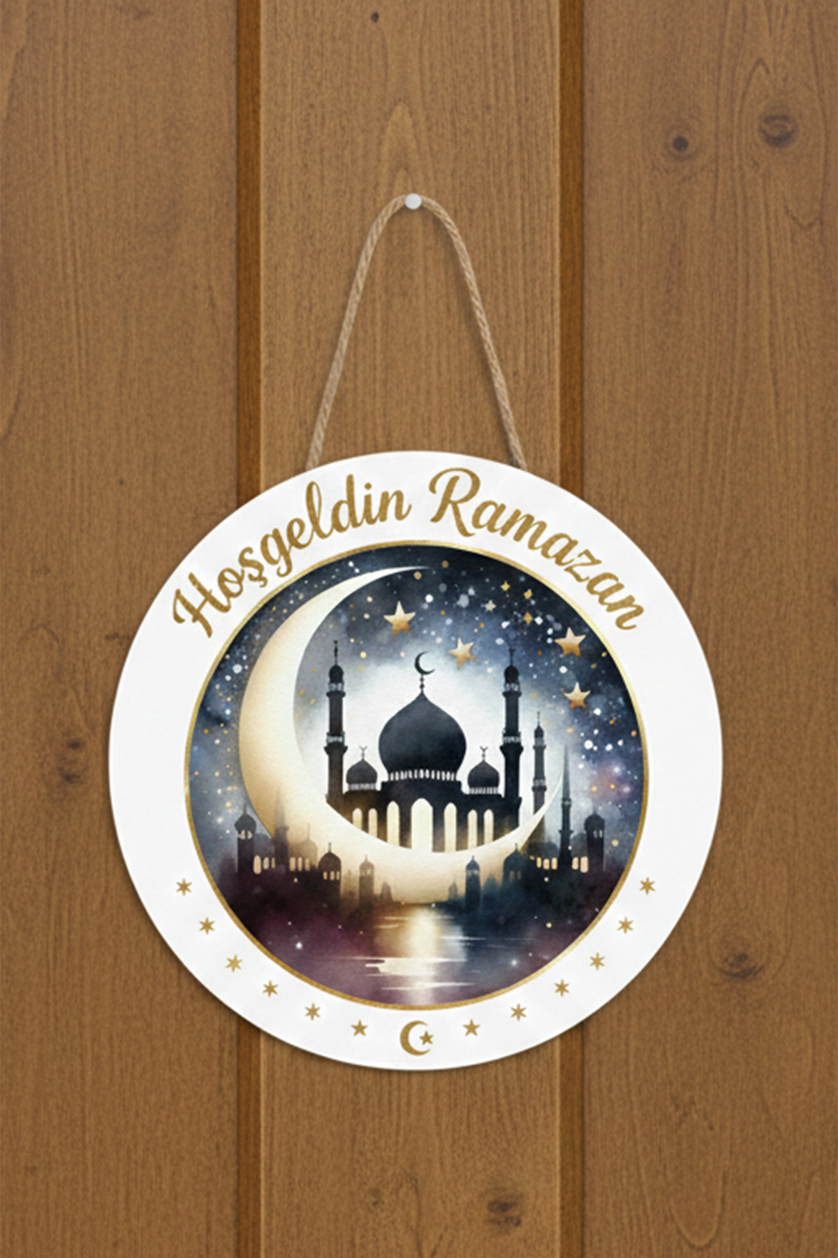 Ramazan Kapı Süsü - Gold Detaylı Hoşgeldin Ramazan Yazılı Duvar Dekoru