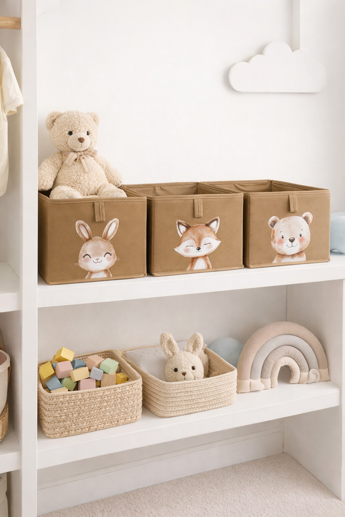 3-Piece Children's Room Organizer Storage Box, Wardrobe Organizer, Toy Basket 26x36x19 cm