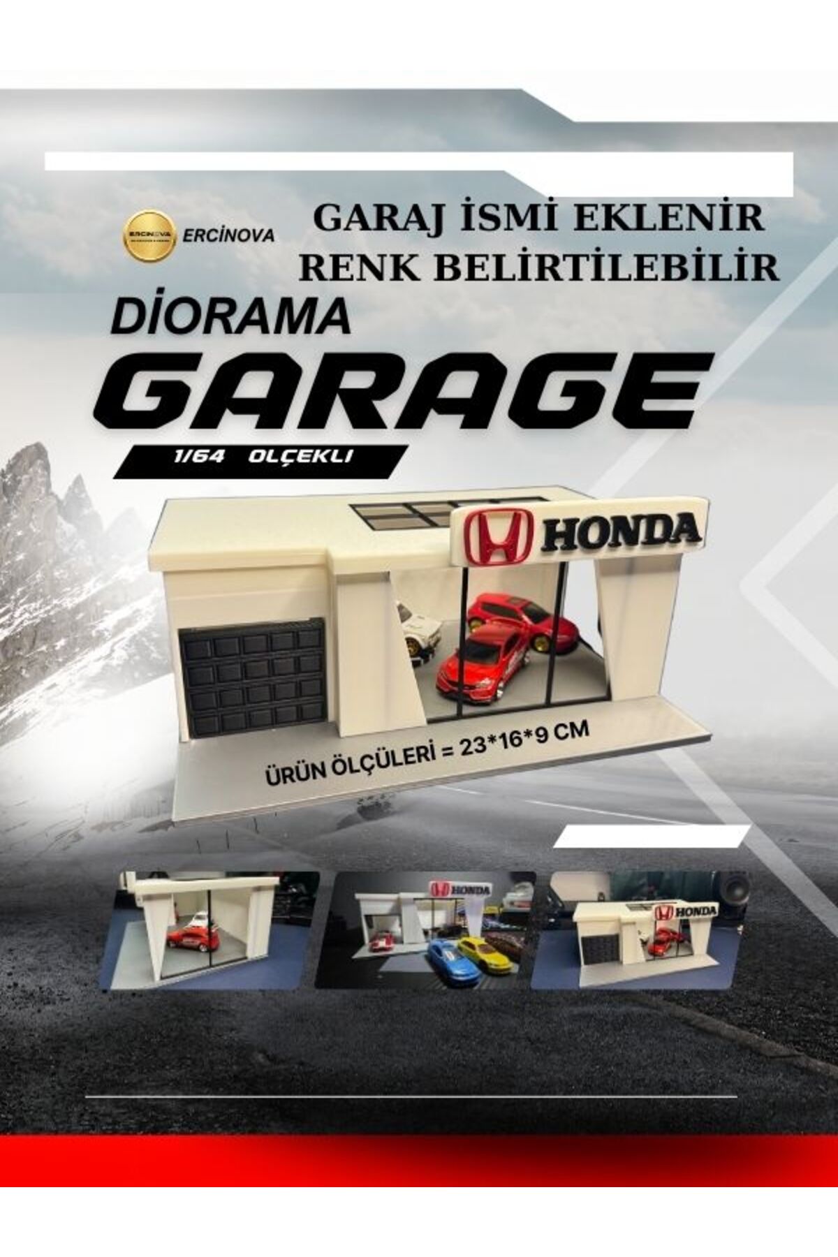 Ercinova Diorama Garaj 1/64 Ölçekli Büyük Boy Kişiye Özel İsim
