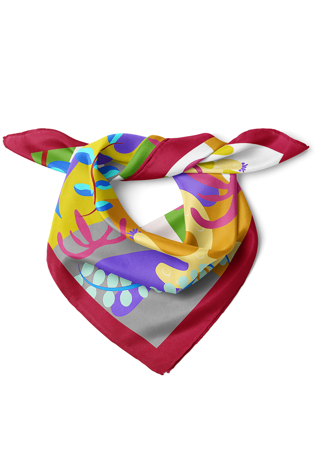 Elegant Flower Frame Pattern Scarf Bandana 50x50 Cm