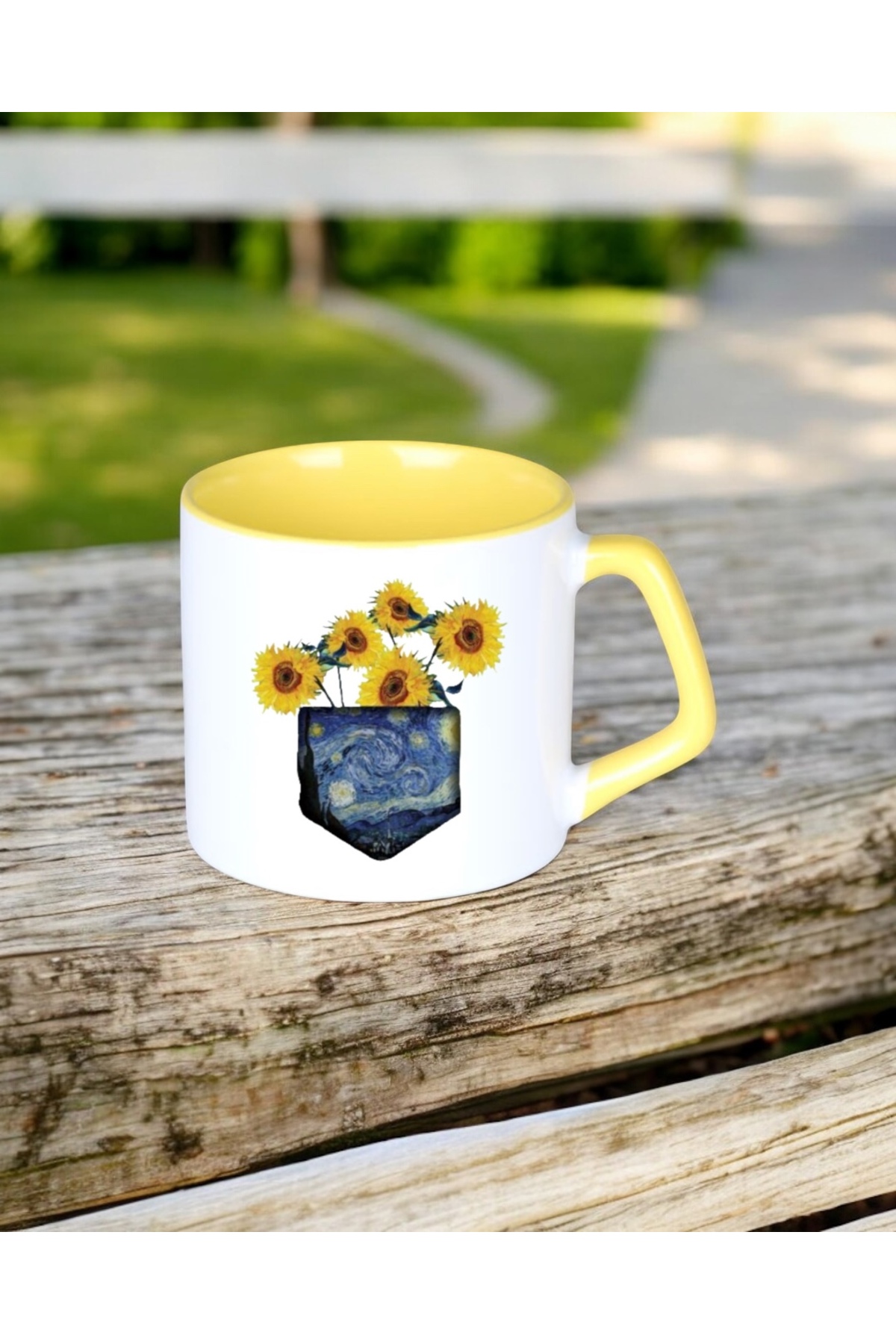 FALAVİ  Van Gogh Yıldızlı Gece Ayçiçekleri Mocha Kupa
