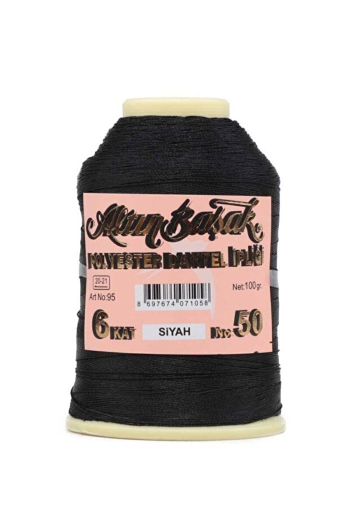 Golden Spike Polyester Lace Yarn 6 layers 100 Gr NO:50 COLOR NO: Black