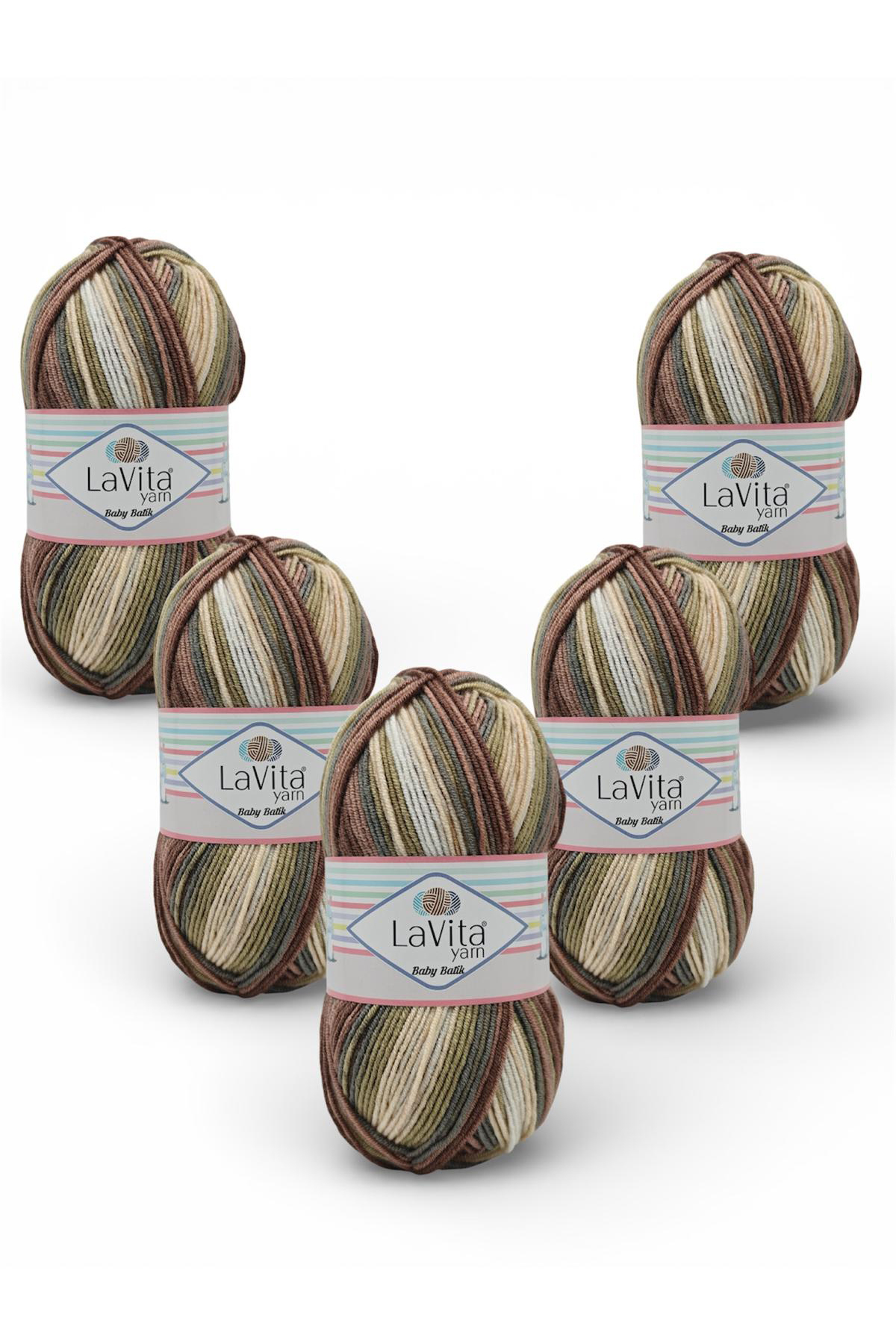 Baby Batik Multicolor Hand Knitting Yarn 100% Acrylic 500gr 5 PIECES (BY17 BROWN BEIGE)