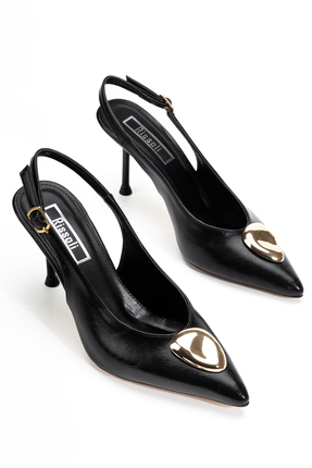RİSSOLİ Kadın Siyah Sivri Burunlu Metal Tokalı Arka Toka Detaylı Topuklu Ayak...