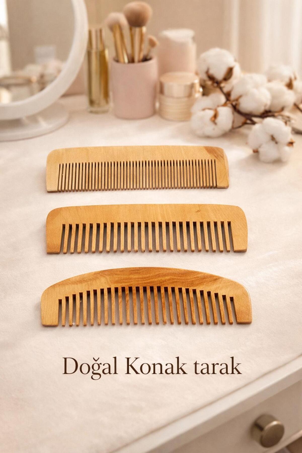 Ayana Cosmetic DOĞAL AHŞAP KONAK TARAK 3'LÜ SET — بژ KONAK1