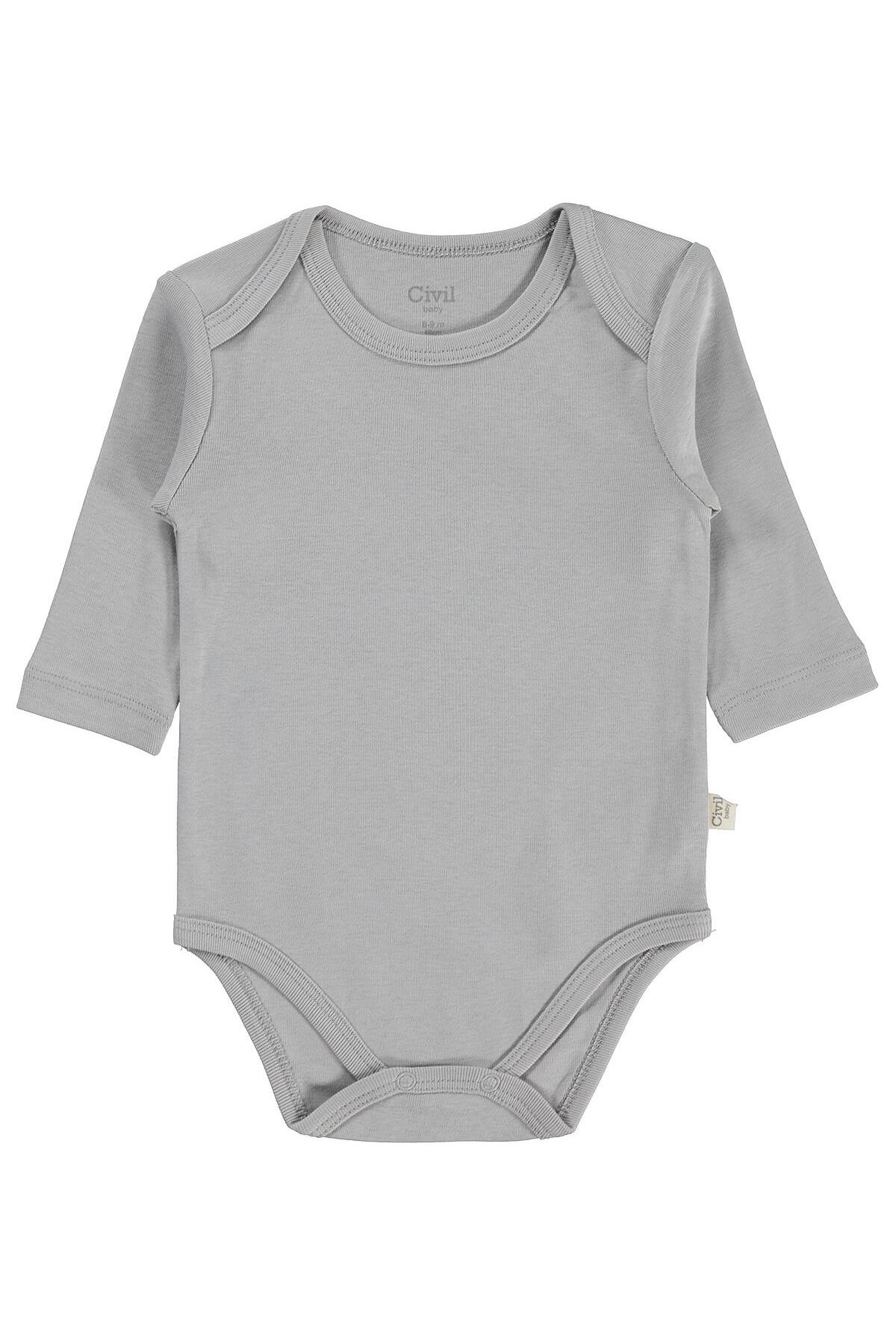 Civil Baby Basıc 3 Lü 0-36 Ay Çıtçıtlı Badi - Gri fotoğrafı 6 (önizleme)