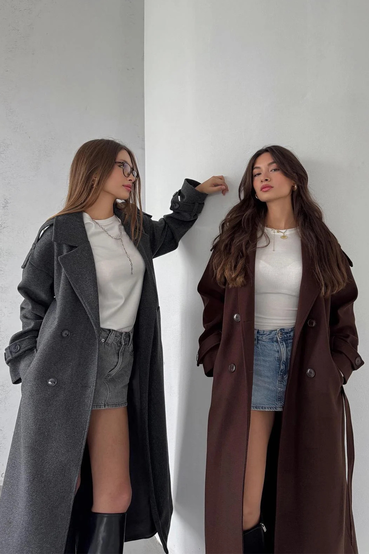 NET OF NOT  Kahverengi Kuşaklı Yeni Sezon Astarlı Premium Kalite Rahat Kalıp Kadın Kaşe Kaban Mont - Görsel 5