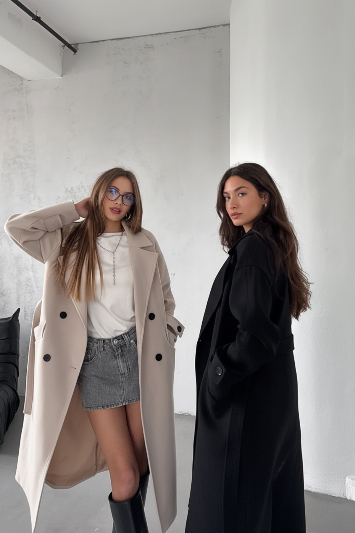 NET OF NOT  Açık Bej Kuşaklı Yeni Sezon Astarlı Premium Kalite Rahat Kalıp Kadın Kaşe Kaban Mont - Görsel 7