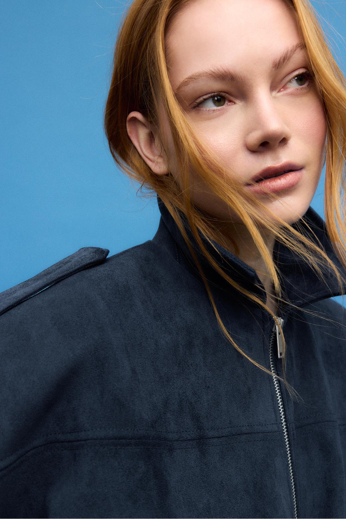 Stradivarius  Suni süet balon ceket - Görsel 4