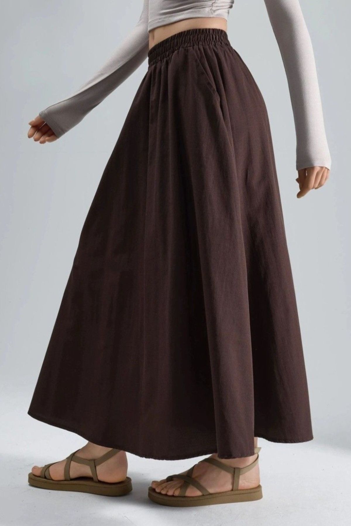 Hiccup  BUSEM Yüksek Bel A Kesim Maxi Etek - Görsel 2