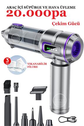 PREPARE Kablosuz Araç İçi Süpürge 20.000PA Basınçlı Üfleme ve Çekme Süpürgesi...