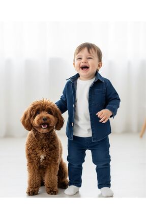 P&H BABYWEAR Kısa Kol Badili Likralı Kot Pantolonlu 3'lü Erkek Bebek/Çocuk Ta...