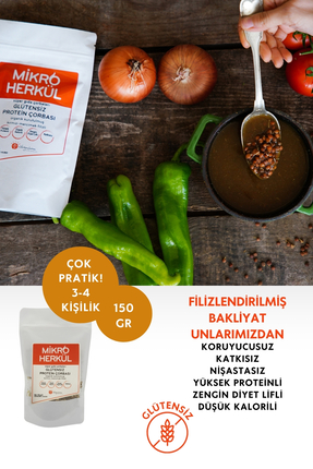 Mikro Herküller Glutensiz Protein Çorbası 150 gr/Filizlendirilmiş Unlu/Vegan/...