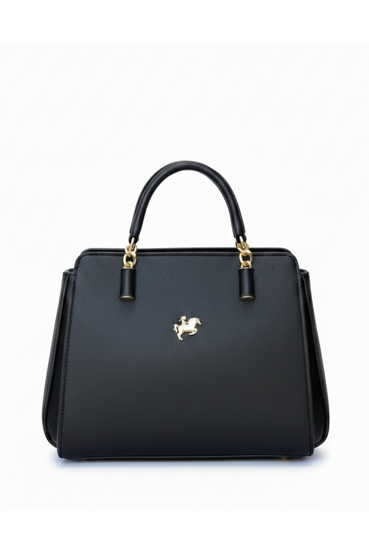 Miami Polo Club Women's Shoulder Bag with Shiny Black Gold Accessory Detail