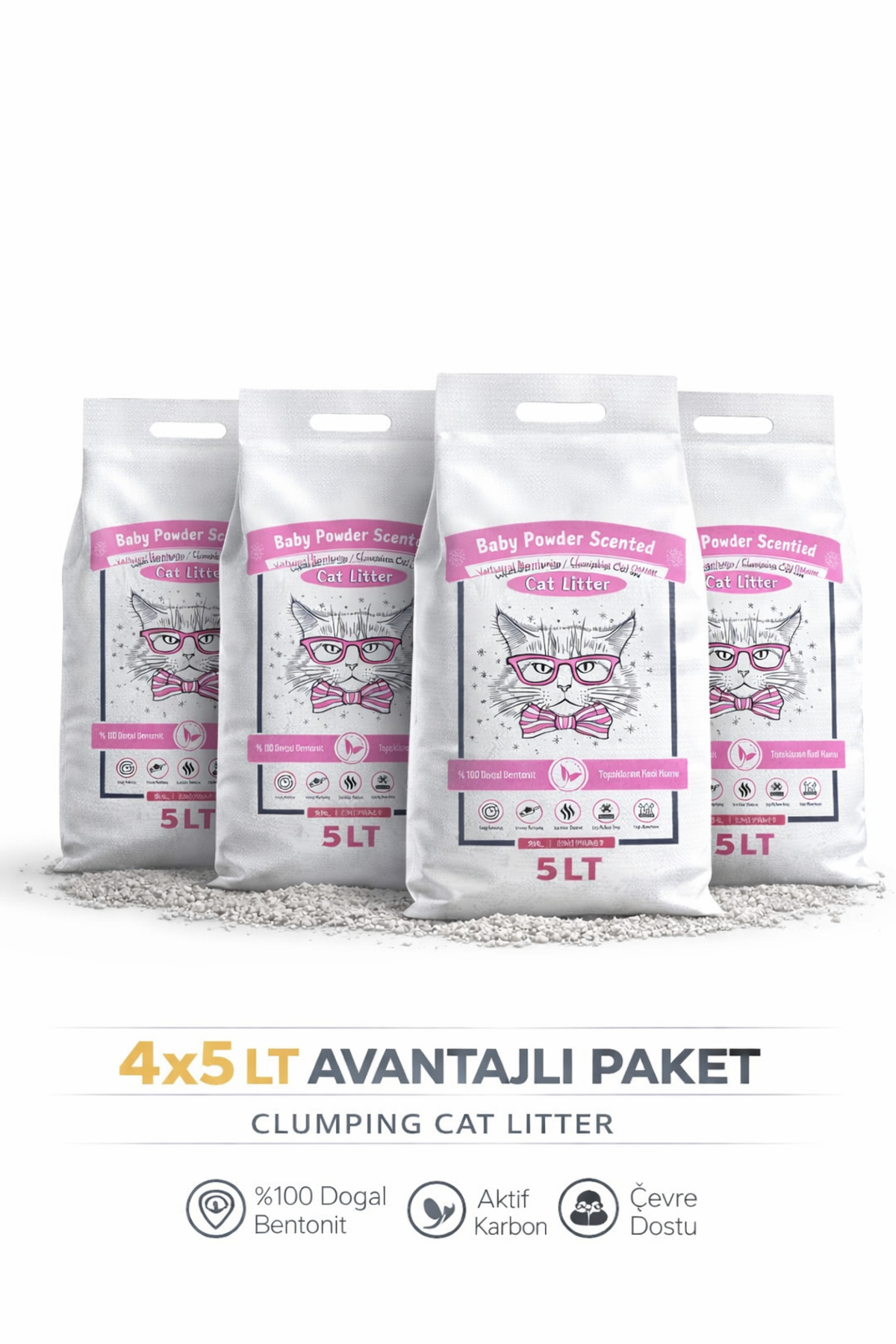 SOPHRESH Bebek Pudra Kokulu Süper Topaklanan Premıum Kedi Kumu -4x5 Lt