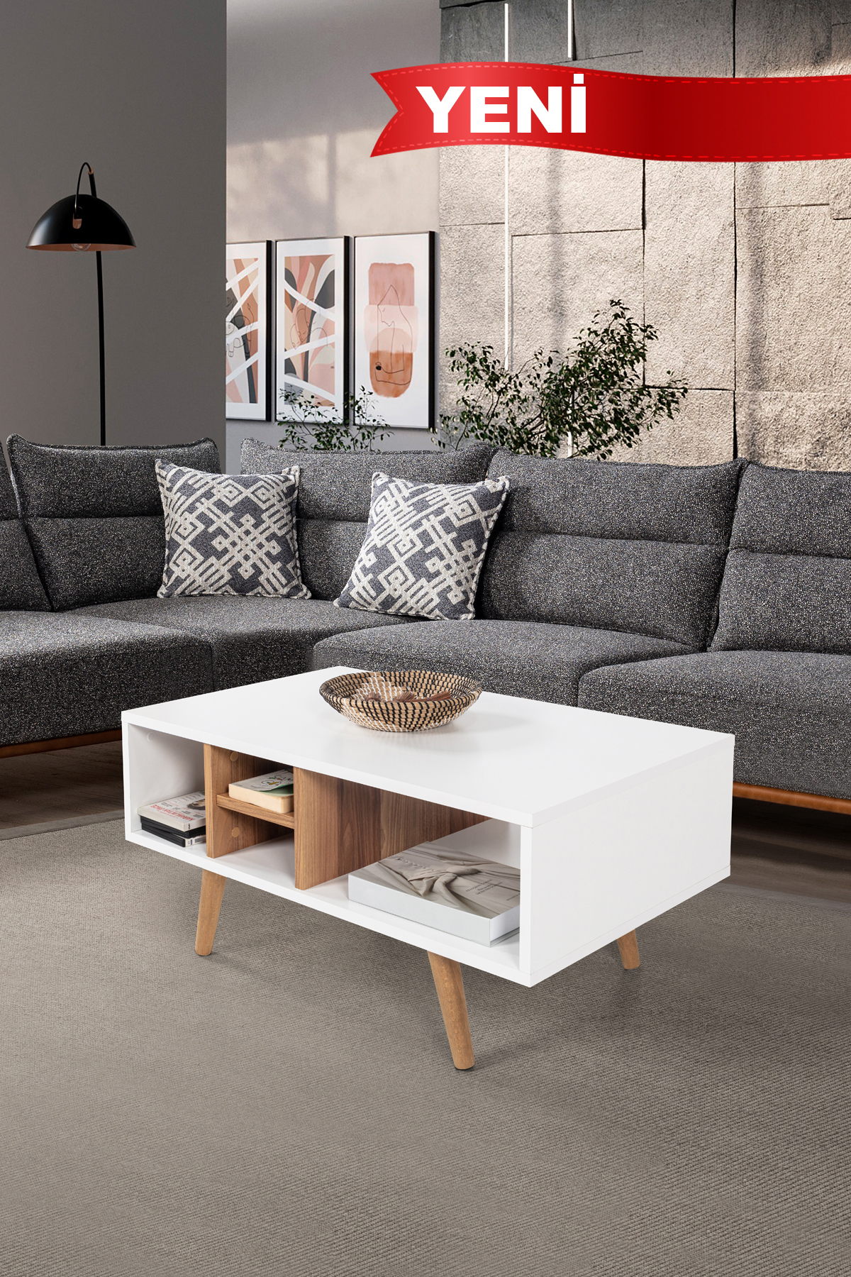 2024 Sina Coffee Table (WITH WOODEN LEGS ) , White - Willow , Living Room, Middle Room , Office