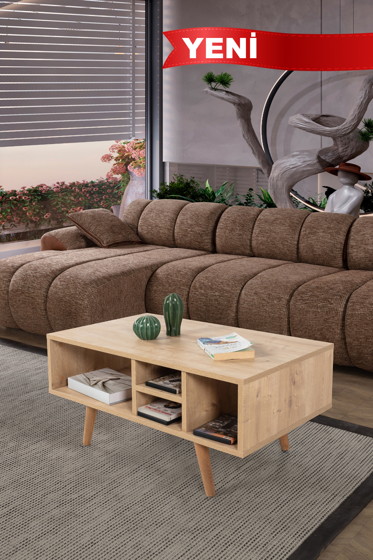 2022 Sina Coffee Table (WITH WOODEN LEGS ) , Sapphire , Living Room, Middle Room , Office