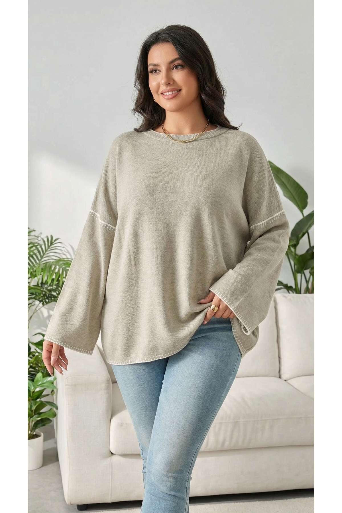 Butik  Kadın büyük beden kazak - Görsel 5