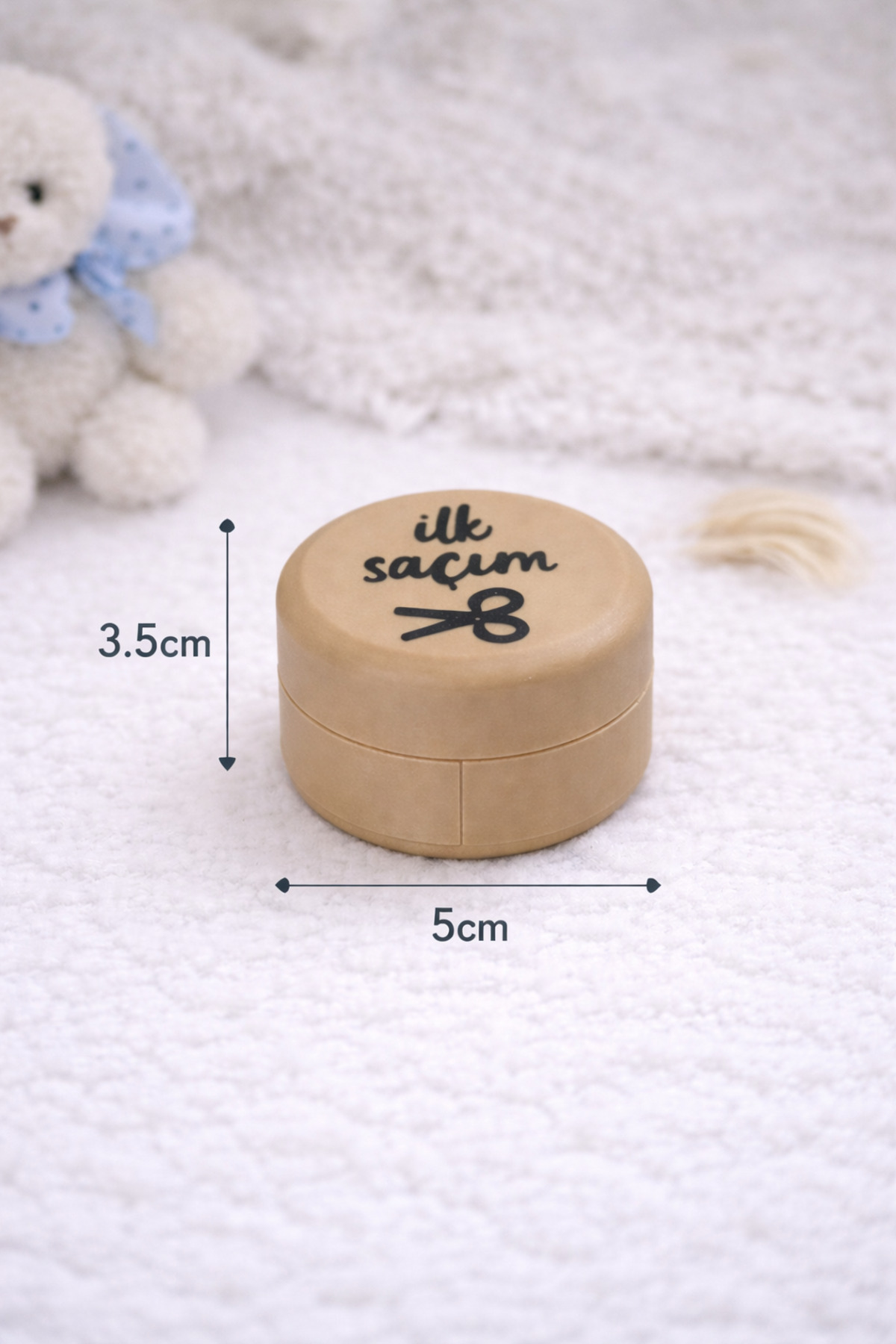 derincase 3D Tasarım Ahşap Görünümlü Plastik Bebek Saç Saklama Kutusu İlk Saçım Hatıra, Bebek Hediyelik, Anı fotoğrafı 2 (önizleme)