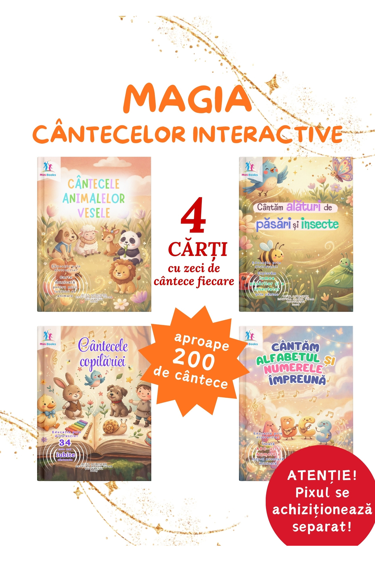 minibooks Set 4 cărti cu aproape 200 cântece vesele