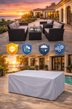 COCEM 200x160x80 cm Gri Bahçe Mobilya Brandası – Su Geçirmez, UV Dayanıklı, D...