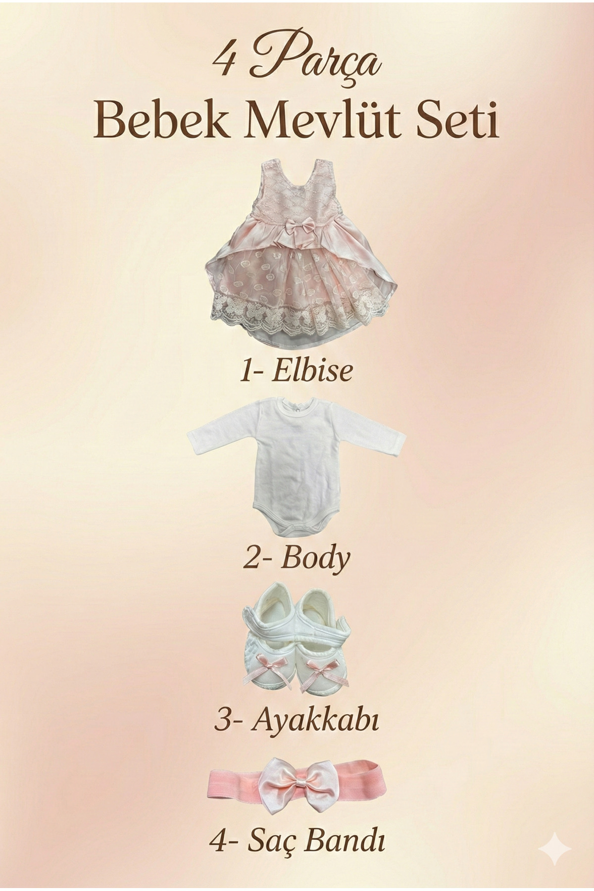 tinytrends Kız Bebek %100 Pamuk Luxury 4'lü Mevlüt Elbise Takımı fotoğrafı 4 (önizleme)