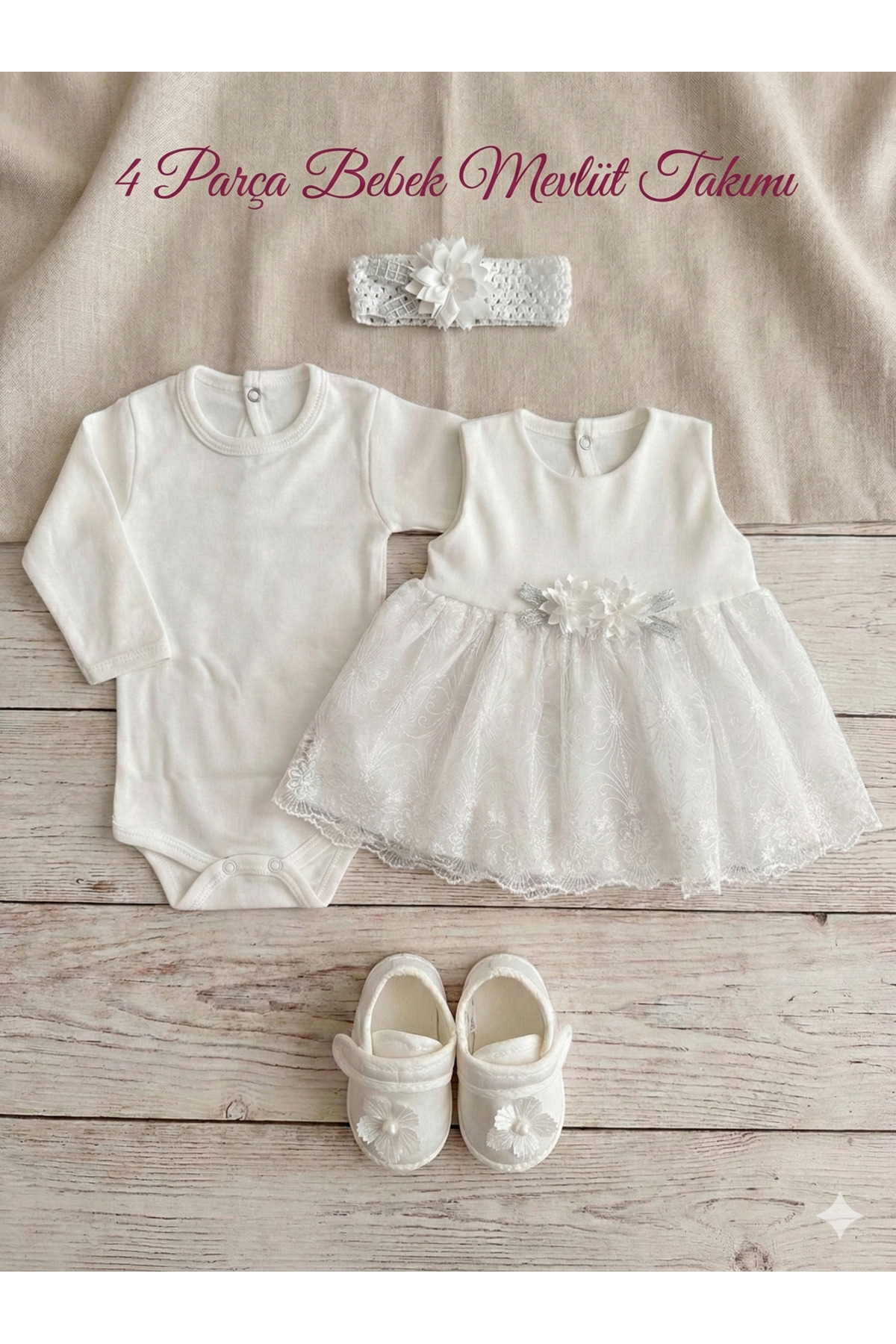 tinytrends Kız Bebek Pamuk Lux'lü Mevlüt Takımı fotoğrafı 4 (önizleme)