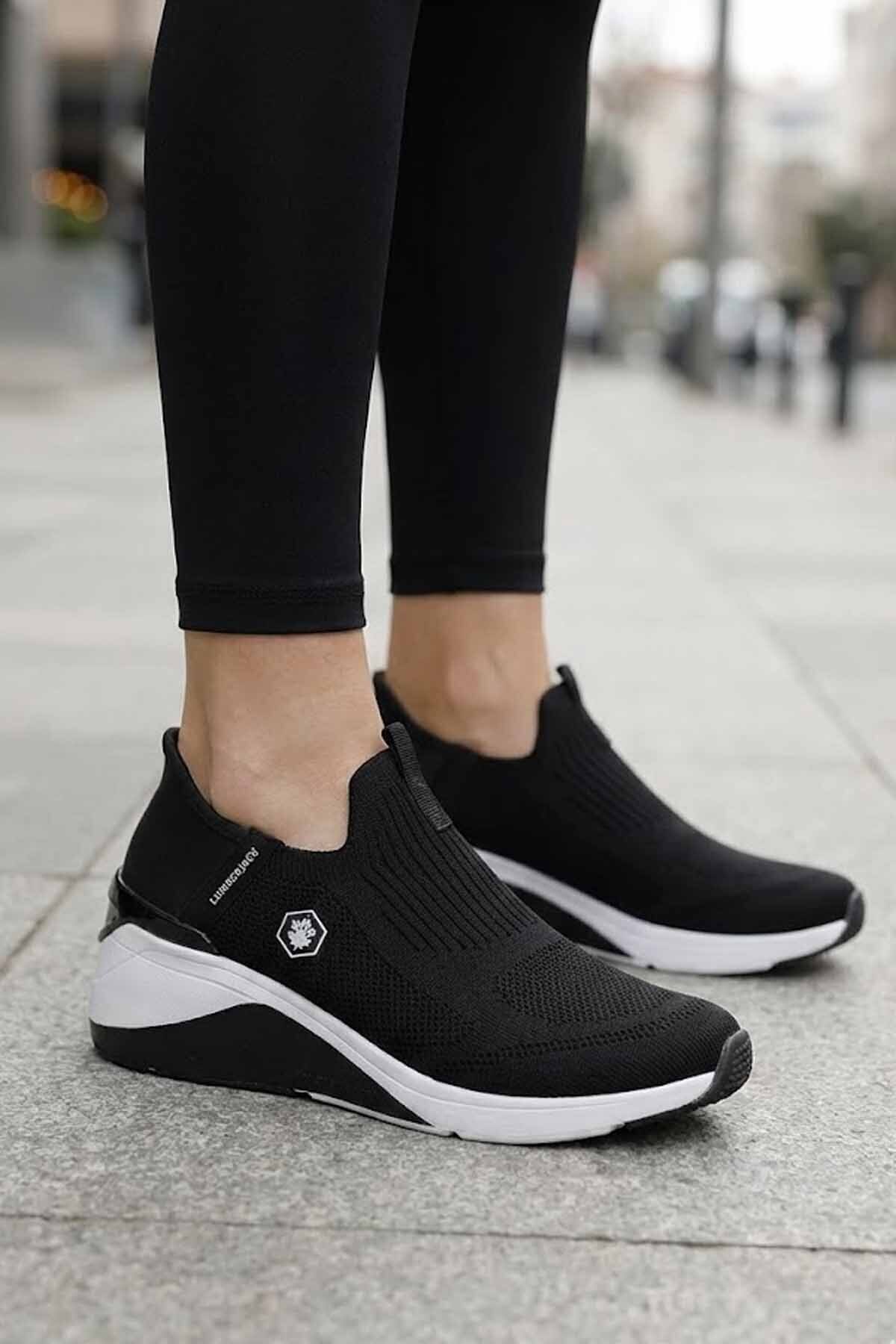 Lumberjack Kadın Siyah Slip-On Sneaker - Bağcıksız Rahat Taban
