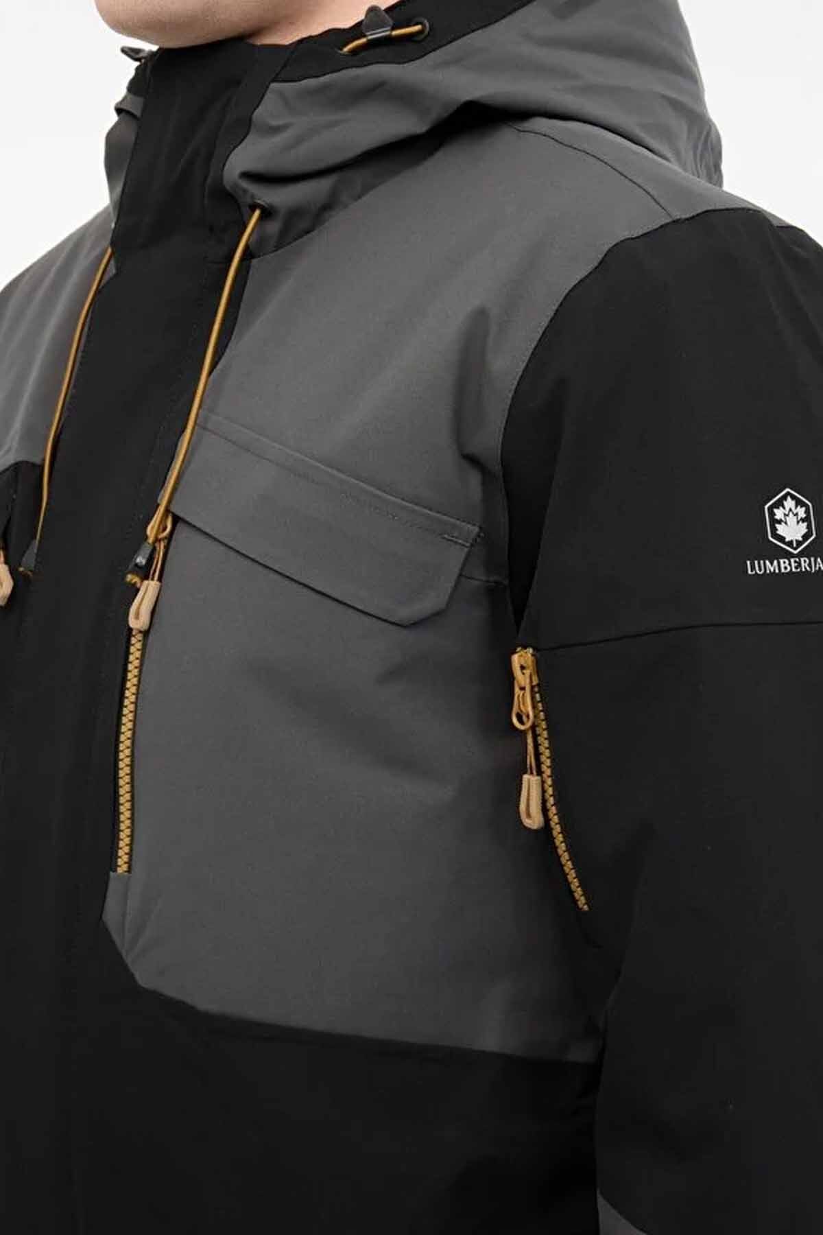 کاپشن مردانه مشکی خاکستری - ضد آب، ضد باد و کلاه دار - کاپشن زمستانی ممتاز — مشکی SN17 HENRY COAT 1PR — تصویر 4 از 6