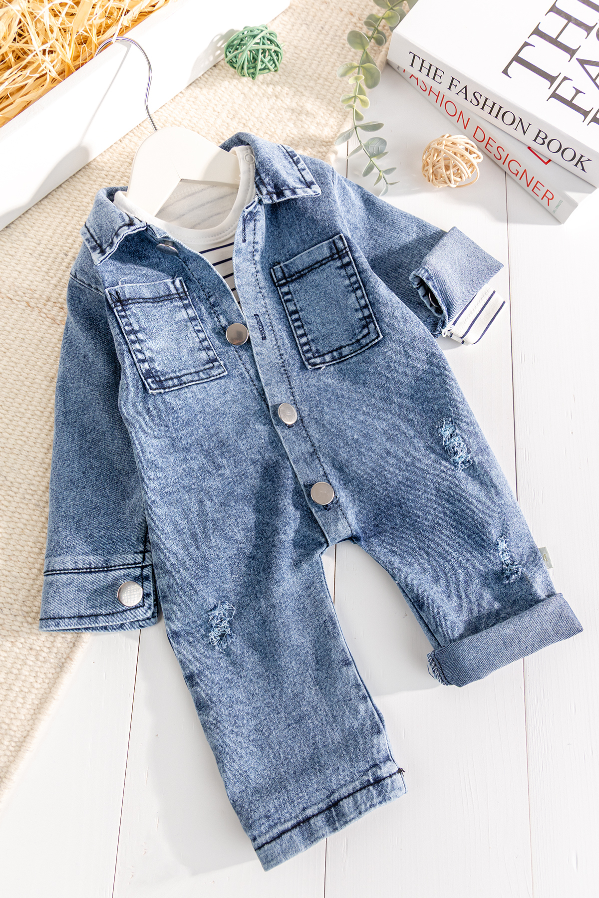 Babymod Denim 2'li Erkek Bebek Kot Tulum fotoğrafı 3 (önizleme)