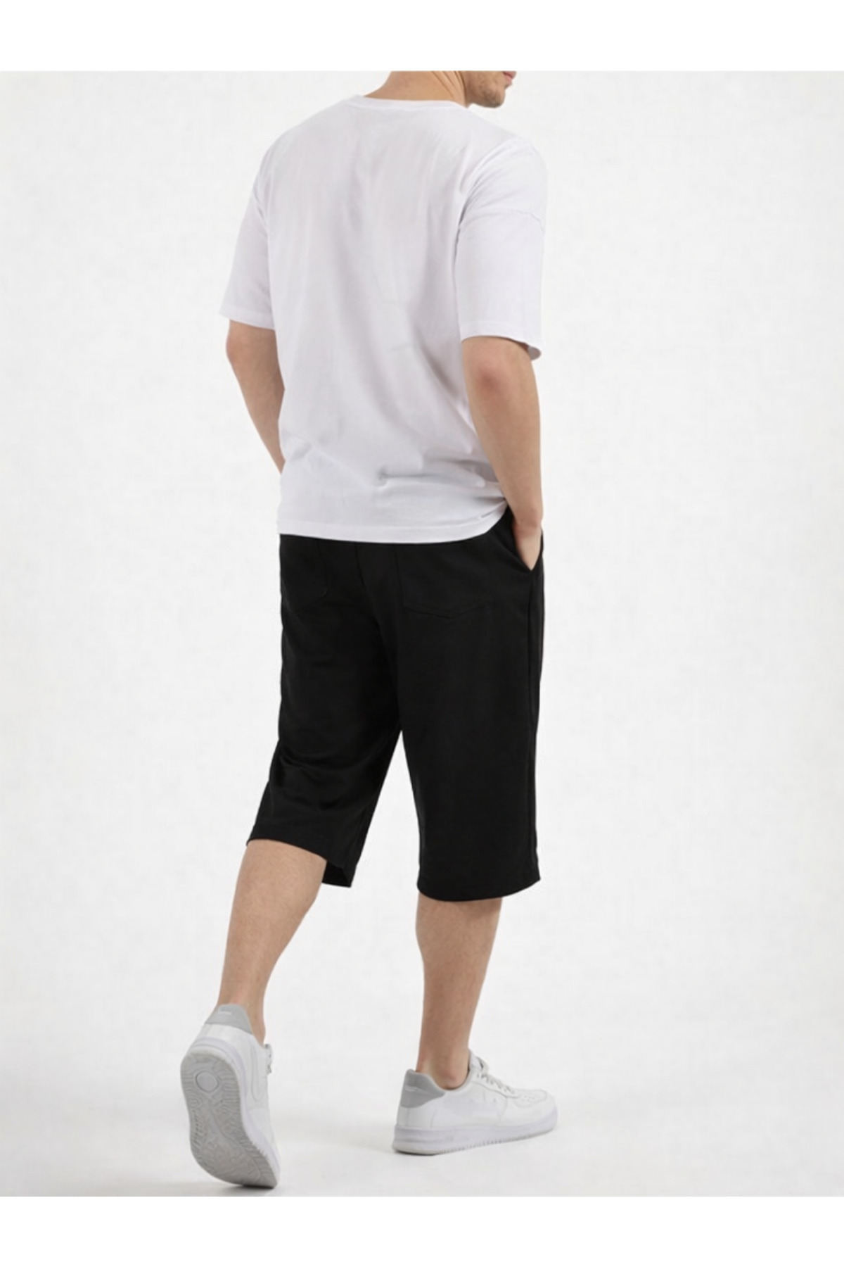 Relax family xf Erkek Siyah Gri 2'li Set Uzun Penye Şort & Bermuda Kapri Yazlık Pamuklu Slim Fit görsel 6