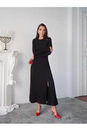 aylinslowbutik elbise yan yırtmaç maxi boy ottoman