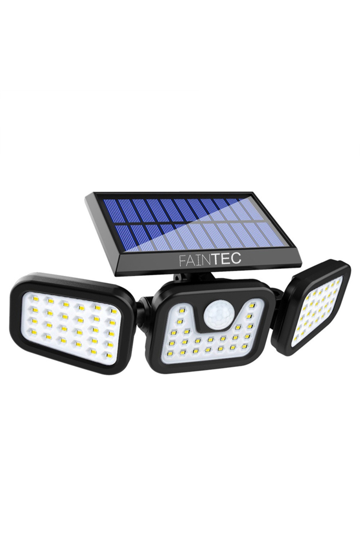 ZanaCasei Lampă solară de exterior, cu 3 capete reglabile, senzori de mișcare...
