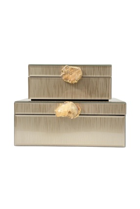 zepce design Vizon Doğal Taşlı 2'li Cam Kutu