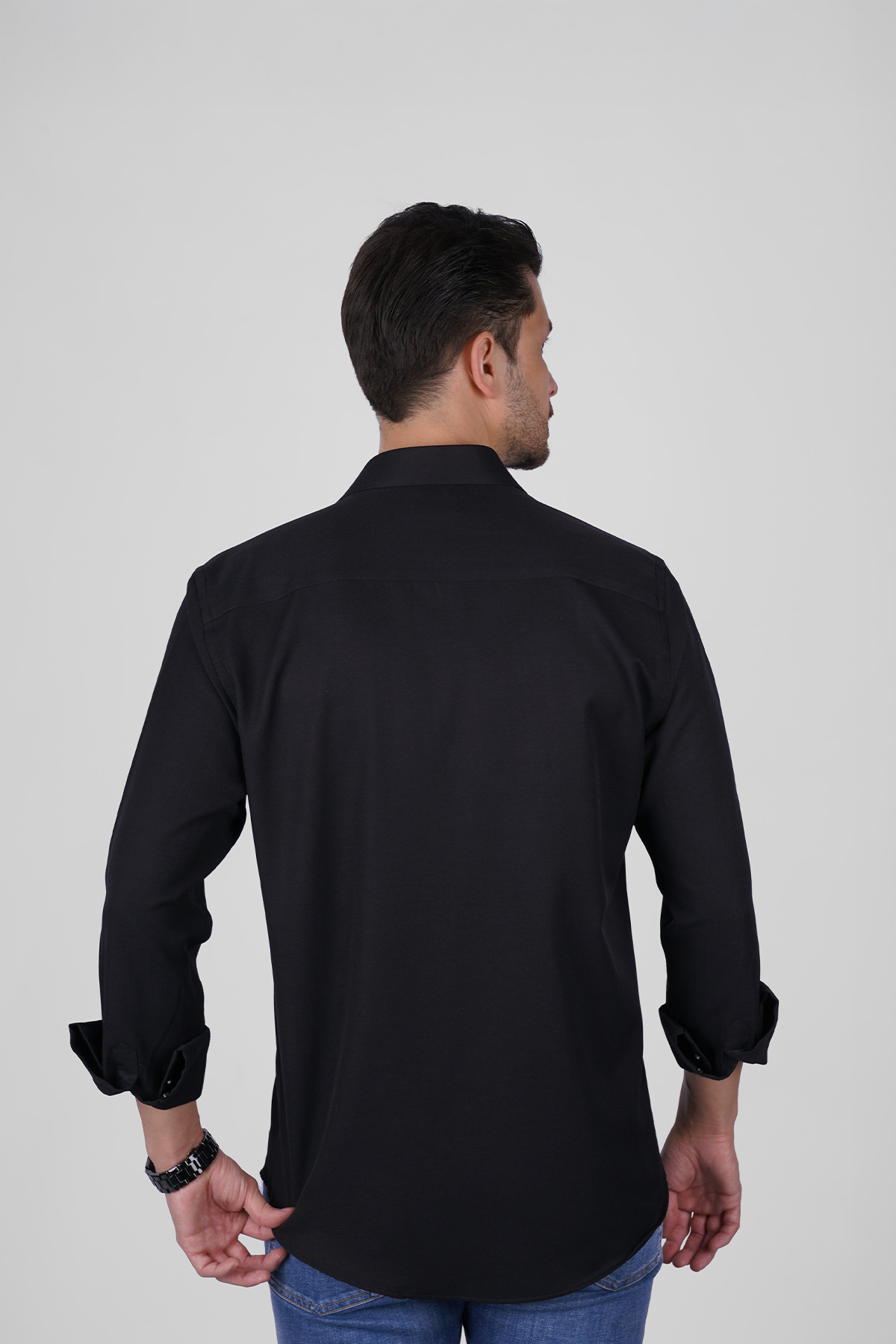 Etikmen  Optik Siyah Slimfit Erkek Gömlek - Görsel 6