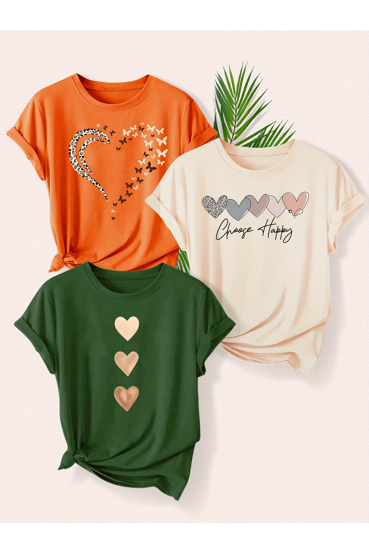 uyguntarz Унисекс трицветна тениска с различен дизайн – модерен модел